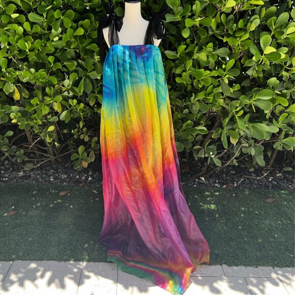 PASKAL Printed Rainbow Bubble Dress Gown Bow Straps S Pride - Picture 1 of 16